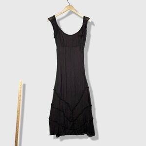 Raasta Midi Dress Womens Small Brown Y2K Ruffle Crinkle Sheer Fairycore Goth